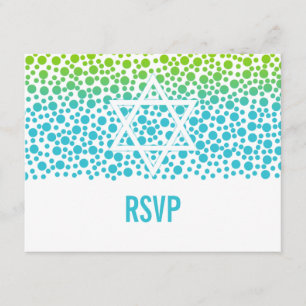 Confetti Dots Teal Verde limão Bat Mitzvah RSVP