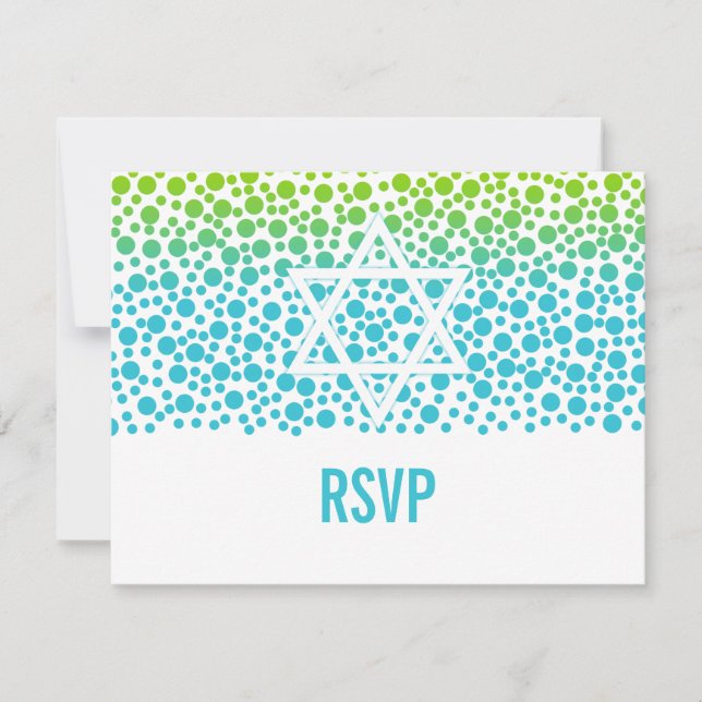 Confetti Dots Teal Verde limão Bat Mitzvah RSVP (Frente)