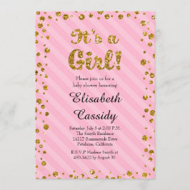 Confetti Dourada rosa Confetti Baby Girl Convite C