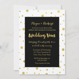 Confetti Dourado Branco Preto Convite para Renovaç