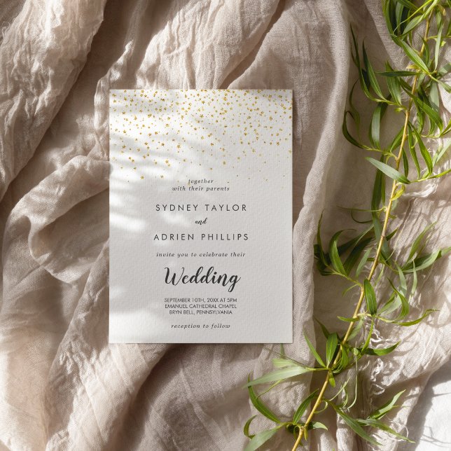 Confetti Dourado Convite Informal Para Casamento (Criador carregado)