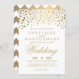 Confetti Dourado e Convite para Casamento Branco
