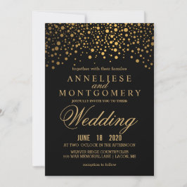 Confetti Dourado e Convite para Casamento Negro