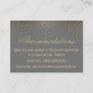 Confetti Dourado em Cartões de Alojamento de Casam