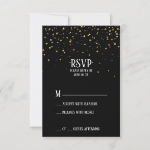 Confetti Dourado na placa RSVP de Festa de anivers
