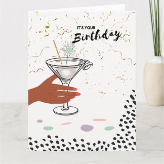 Confetti e Cocktails | Cartão de Aniversário