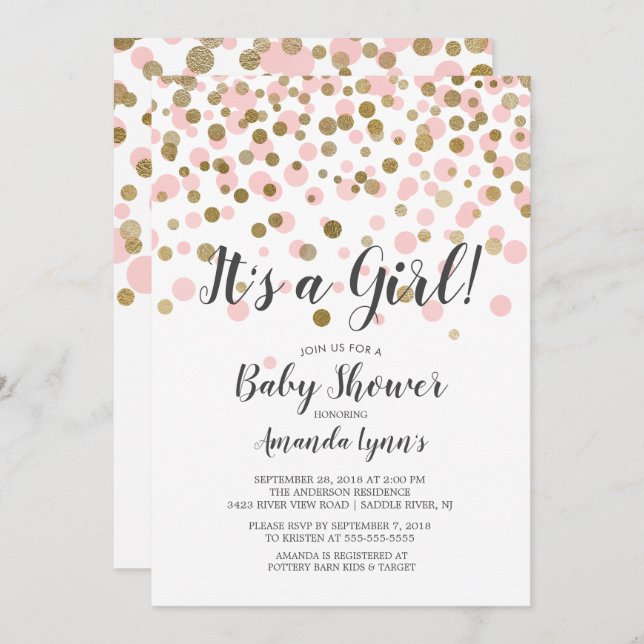 Confetti é um convite para Chás de fraldas (Frente/Verso)