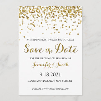 Confetti Glitter Dourado Guardar O Convite De Data