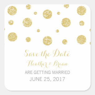 Confetti Glitter Dourado Guarde os adesivos Date