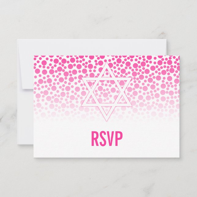 Confetti Pontos Rosa Quente Bat Mitzvah RSVP (Frente)