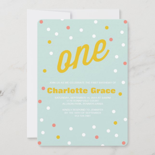 Confetti Primeiro Convite de Aniversário (Frente)