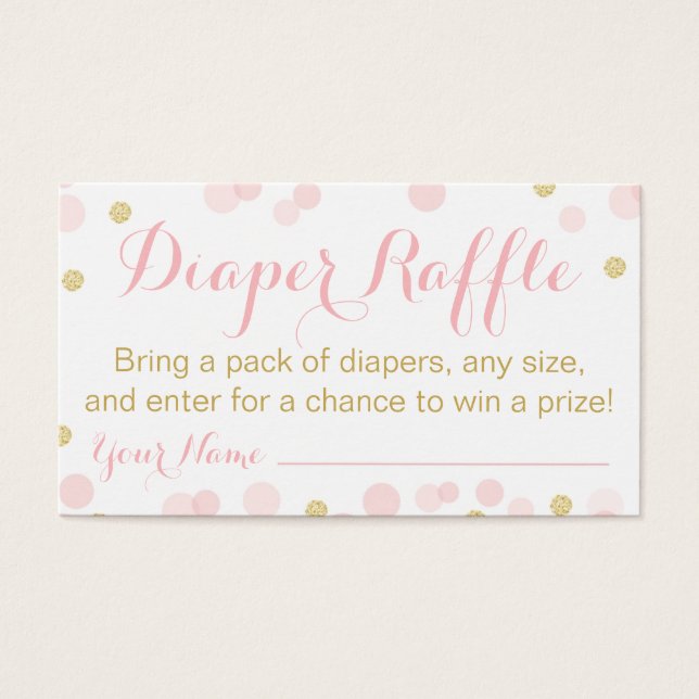 Confetti Raffle, Rosa e Dourada, (Frente)