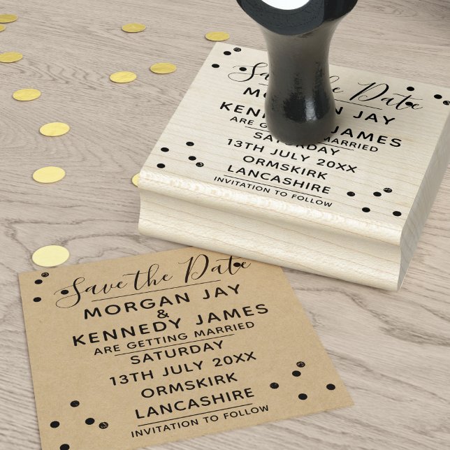 Confetti Salvar A Data Faça Um Carimbo De Borracha (Just add your wedding details and get stamp happy!)