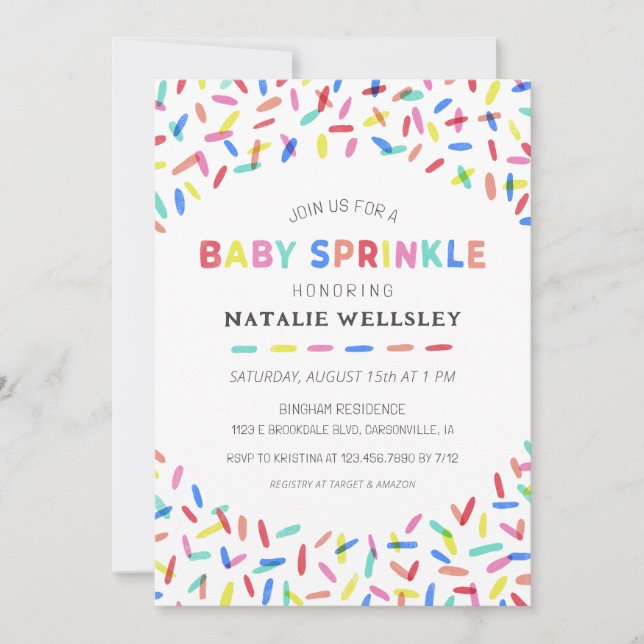 Confetti Sprinkles Baby Sprinkle Convite (Frente)
