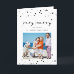 Confetti Stars | Placa de Cartões de natal de Foto<br><div class="desc">Confetti Stars Cartões de Cartões de natal de Fotografias. Elke Clarke © Outros estilos e cores disponíveis no nosso compro em www.zazzle.com/epclarke. Cartão com fotos moderno,  contemporâneo,  preto e branco de feriado com o padrão das estrelas confetti,  e as palavras "muito feliz" em uma letra de escrita manual.</div>