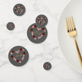 Confettis gris avec couronne de fleurs