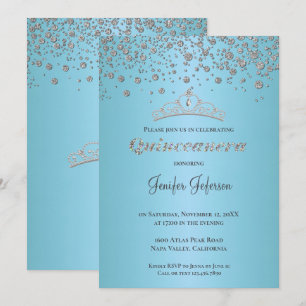 Confiador de prata da Glitter Quinceanera Convite