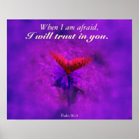 Confiança em Deus Borboleta Roxa Poster