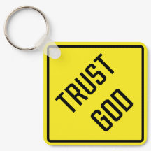 Confie em Deus Chaveiro quadrado metálico