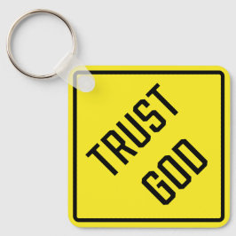 Confie em Deus Chaveiro quadrado metálico