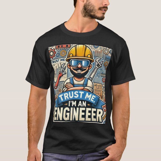 "Confie em mim, sou um Engenheiro" 3D - Camisa Esc (Frente)