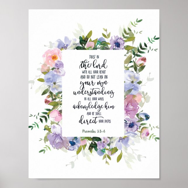 Confie no Senhor floral Poster (Frente)