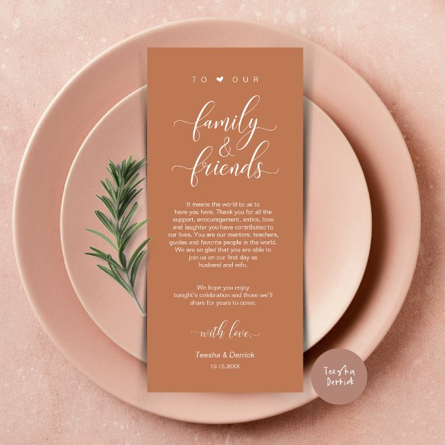 Configuração de Casamento Obrigado Cartão Clássico (Modern Classy Wedding Dinner Place Setting Thank You Card, in Copper)