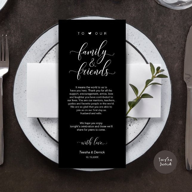 Configuração de Casamento Obrigado Cartão Clássico (Modern Classy Wedding Dinner Place Setting Thank You Card, in Classy Black)