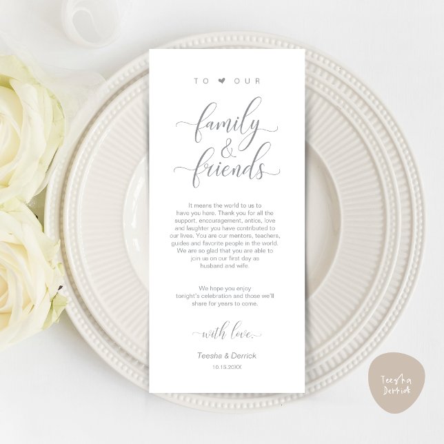 Configuração de Casamento Obrigado Cartão Clássico (Modern Classy Wedding Dinner Place Setting Thank You Card, in Grey)