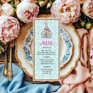 Configuração de mesa de menu Marie Antoinette