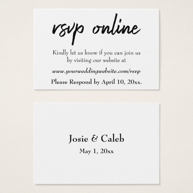 Confirmação de Casamento Online Inserir Black Scri (Frente & Verso)