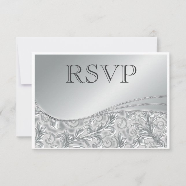 Confirmação de convite de casamento de prata RSVP (Frente)