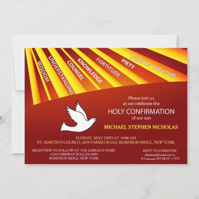 Confirmação de Convite Dourado e Raios Vermelhos (Frente)