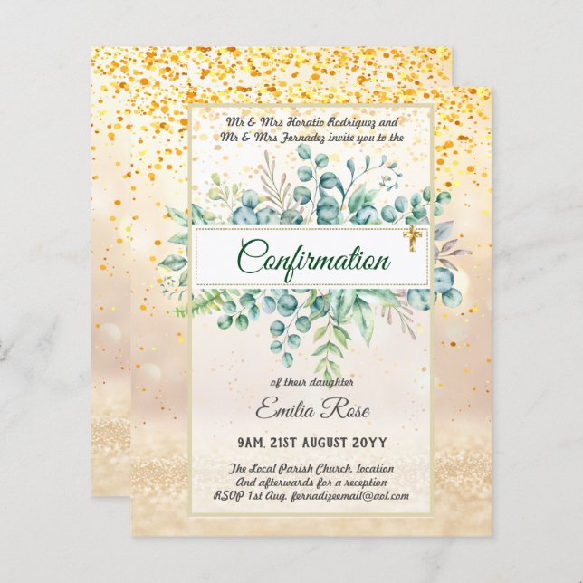 CONFIRMAÇÃO DE CRENÇA Convidar Moderno Duplo Lado (Frente/Verso)