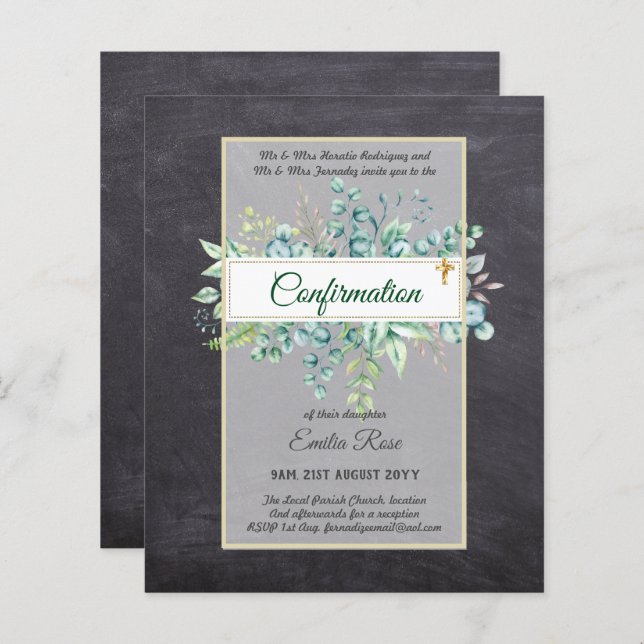 CONFIRMAÇÃO DE CRENÇA Convidar Moderno Duplo Lado (Frente/Verso)