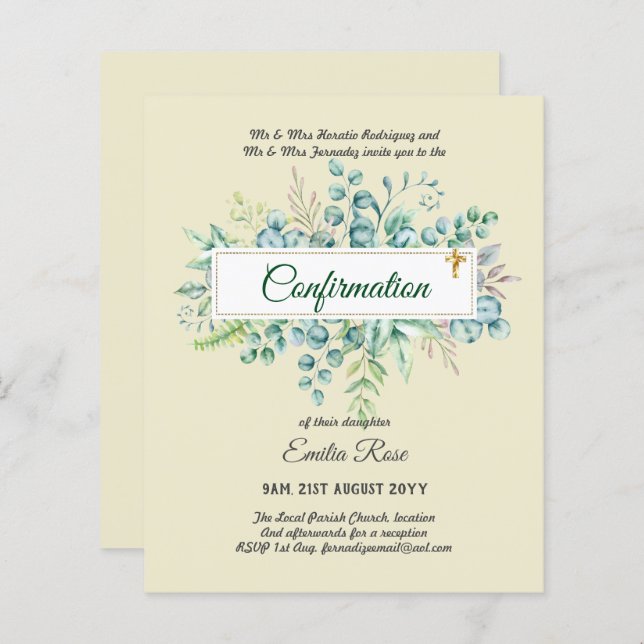 CONFIRMAÇÃO DE CRENÇA Convidar Moderno Duplo Lado (Frente/Verso)