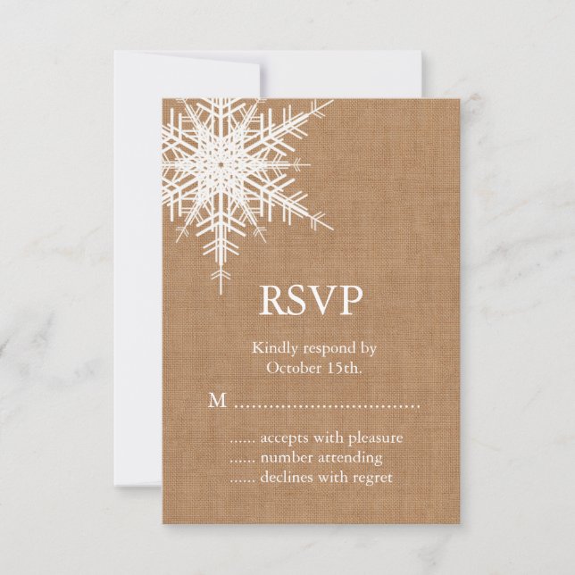 Confirmação de RSVP de Burlap de Inverno (Frente)