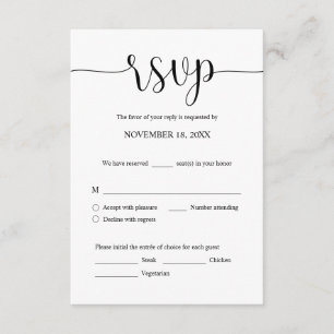 Confirmação de RSVP de Convite de Casamento, Cartã