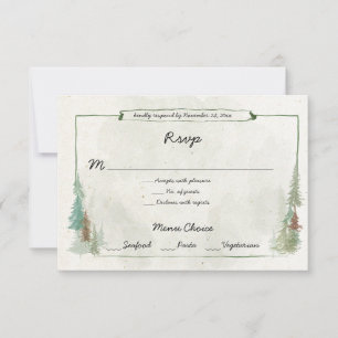 Confirmação de RSVP de Menu de Floresta de Pinheir
