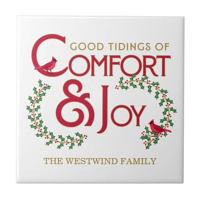 Conforto de Natal tradicional e alegria verde-verm (Frente)