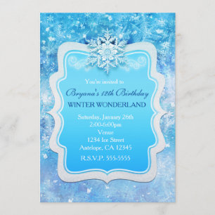 Congelado Gelo Winter Wonderland Snowflake Convite