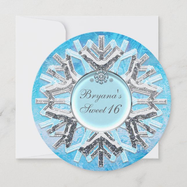 Congelado Ice Winter Wonderland Sweet 16 Convites (Frente)