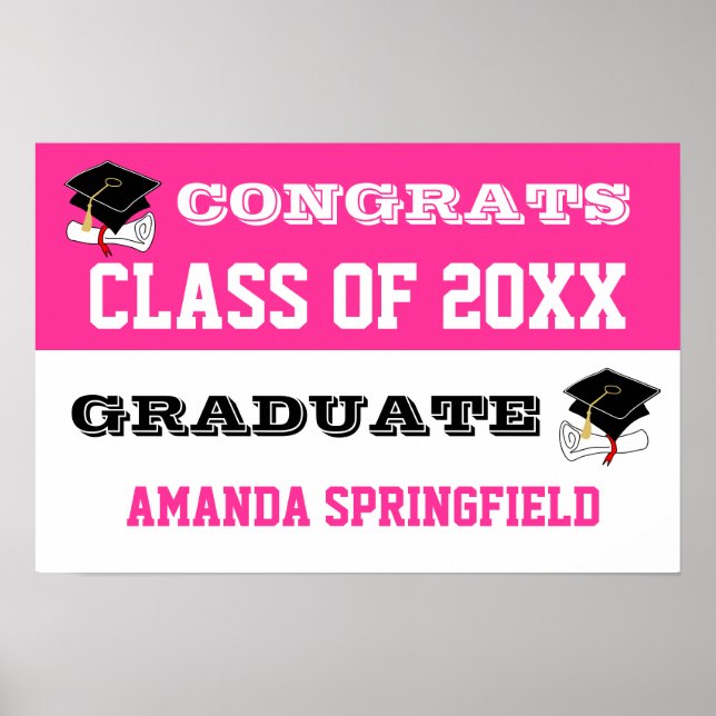 Congratulations Banner Poster Pink (Frente)