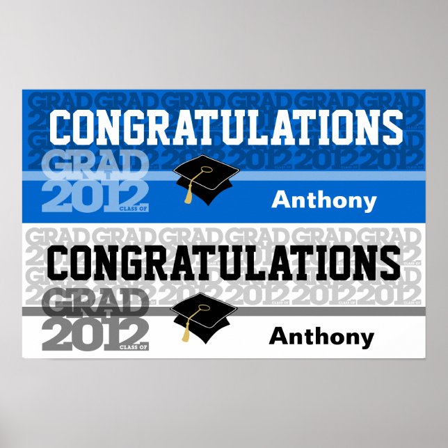 Congratulations Class of 2012 Banner Poster Blue (Frente)