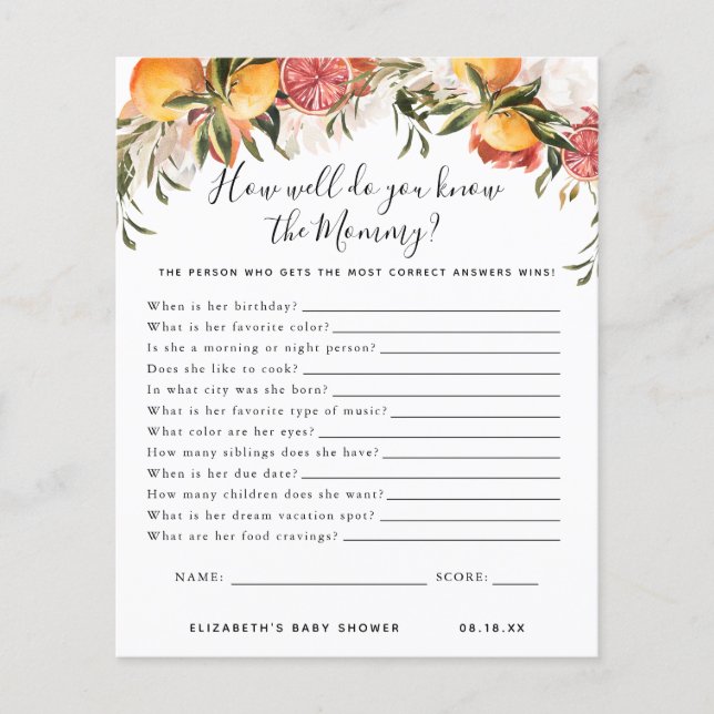 Conheça a Mamãe | Jogo para Chá de Bebê (Frente)