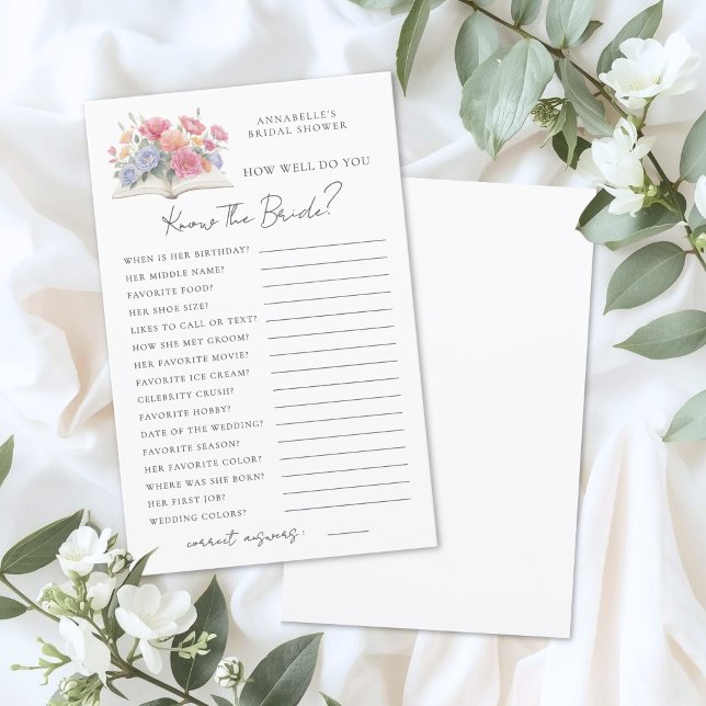 Conheça a Noiva Livro Jogo de Chá de Noiva (Know The Bride Book Bridal Shower Game)
