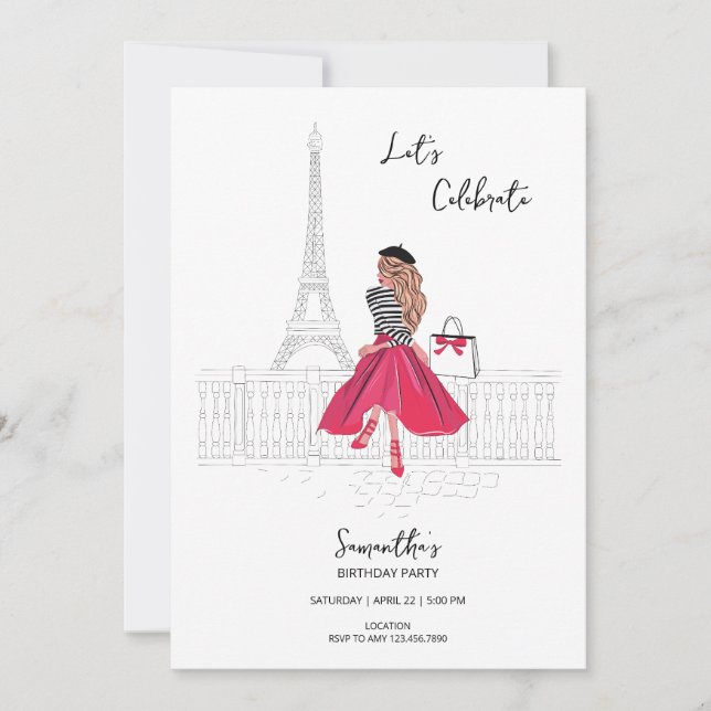 Conheça-me em Paris – Convite para Festa de Aniver (Frente)