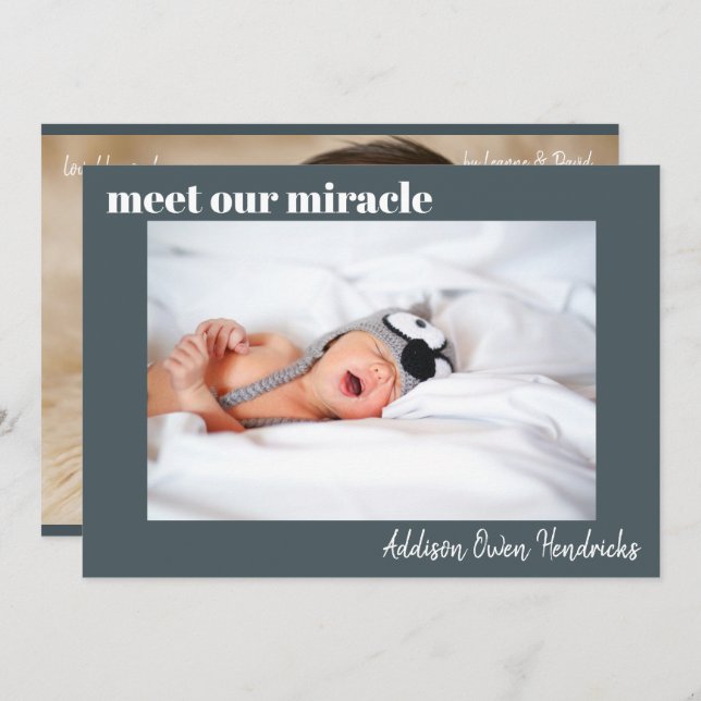 Conheça nosso milagre| Anúncio de nascimento do Ba (Frente/Verso)