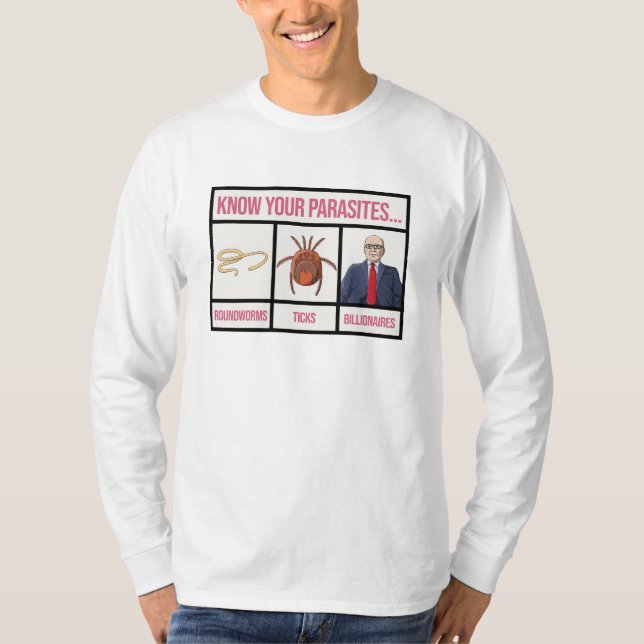 Conheça Seus Parasitas - Camiseta Anti-Bilionária (Frente)