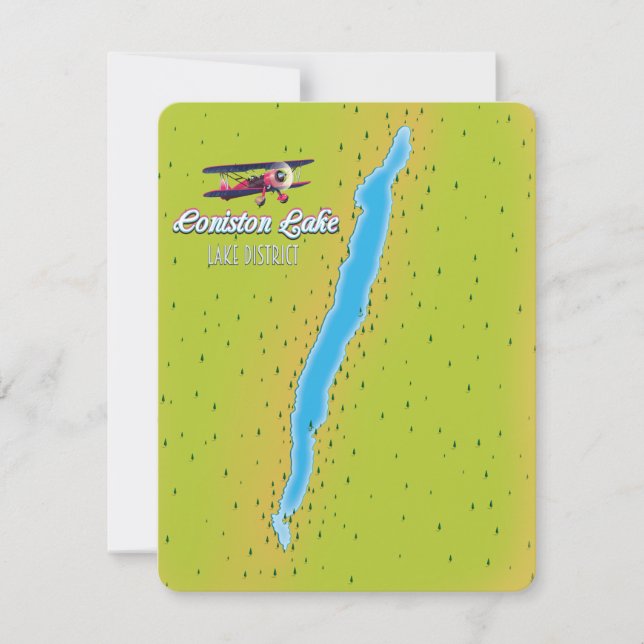 Coniston Water, distrito do lago, mapa da Inglater (Frente)